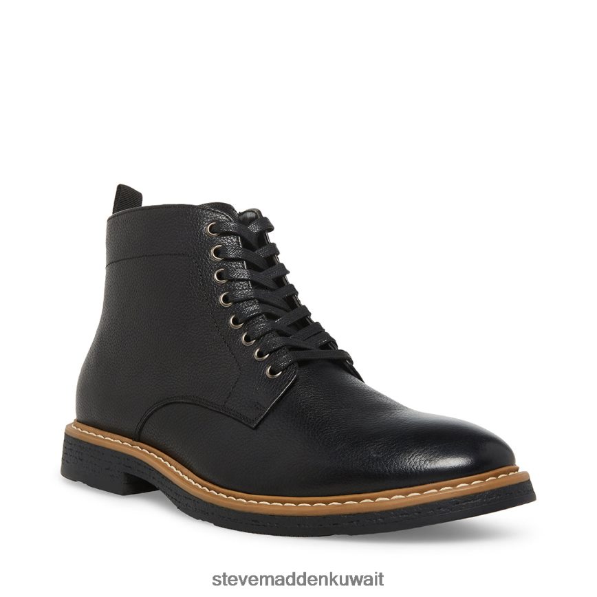 Steve Madden رجال ميتشل جلد أسود أحذية 6JPNNF958