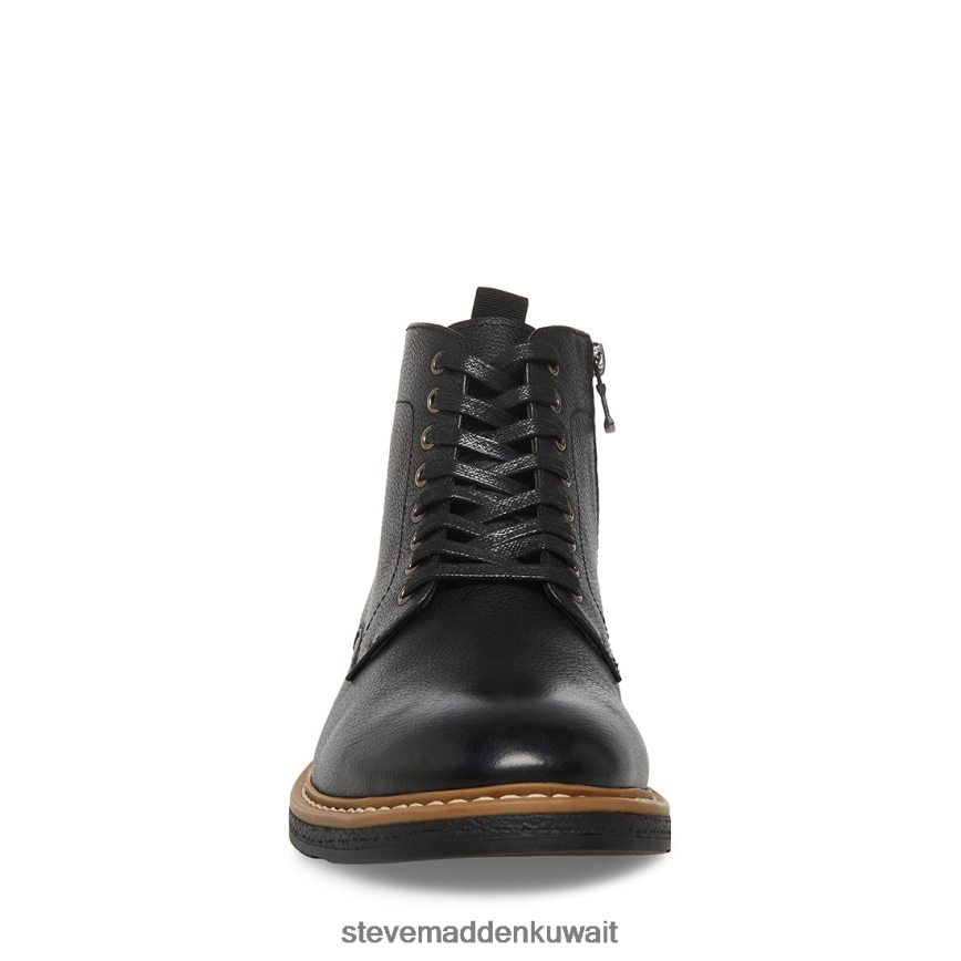 Steve Madden رجال ميتشل جلد أسود أحذية 6JPNNF958