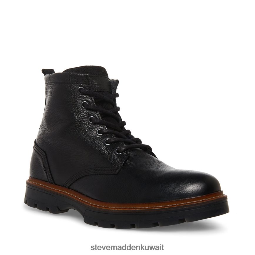 Steve Madden رجال لوسيوس جلد أسود أحذية 6JPNNF974