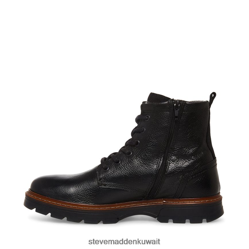 Steve Madden رجال لوسيوس جلد أسود أحذية 6JPNNF974