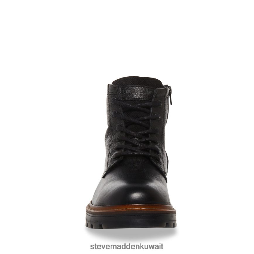 Steve Madden رجال لوسيوس جلد أسود أحذية 6JPNNF974