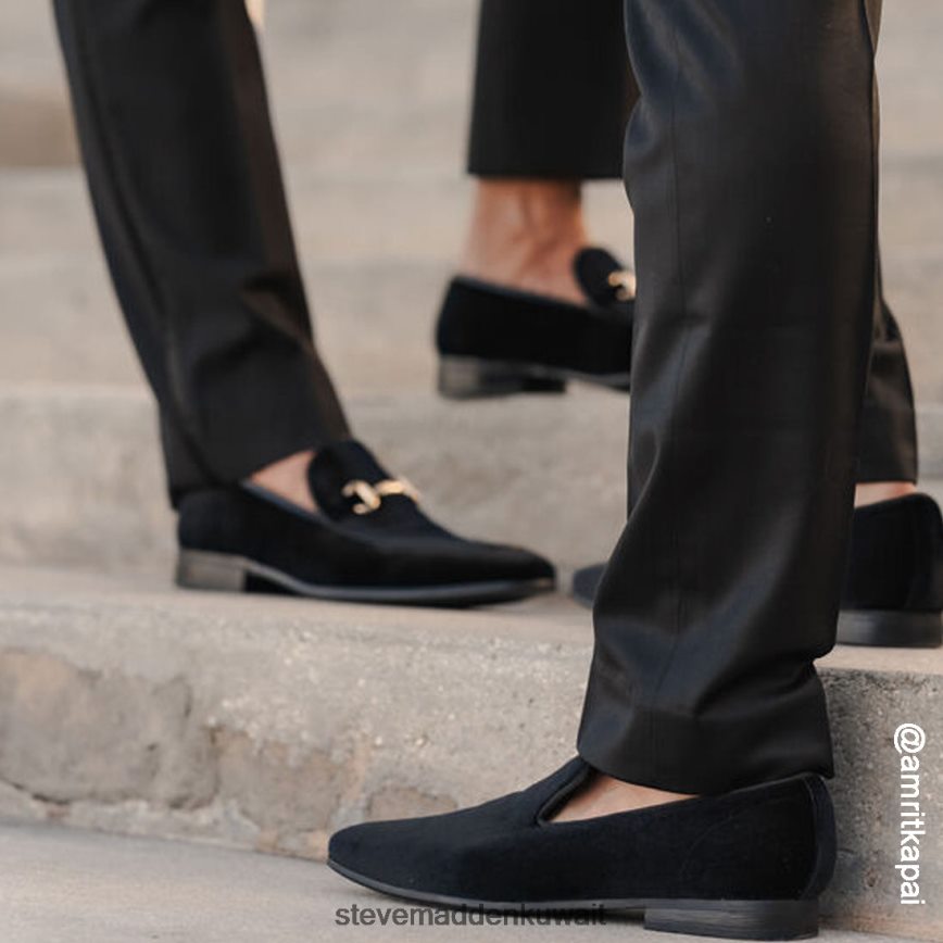 Steve Madden رجال لايت المخمل الأسود أحذية 6JPNNF984