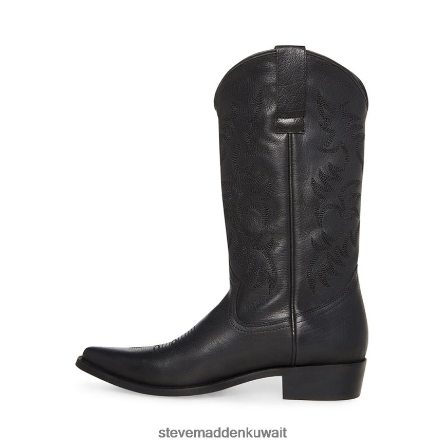 Steve Madden رجال reyy جلد أسود أحذية 6JPNNF943