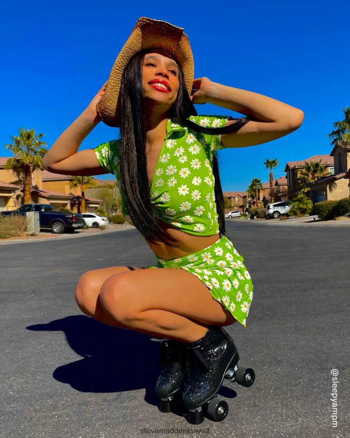 Steve Madden نحيف sk8r بريق أسود أحذية 6JPNNF310